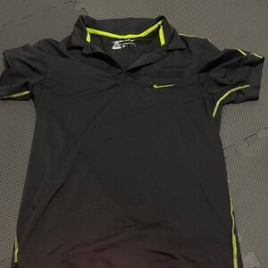 Nike Men's Polo Shirt in Black with Neon Accents